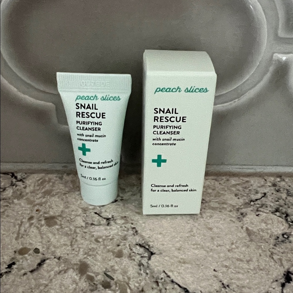 4/$14 peach slices Snail Rescue Purifying Cleanser, Travel Size 0.16 fl oz, NEW